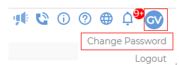 The toolbar with the user icon selected and Change Password beneath it