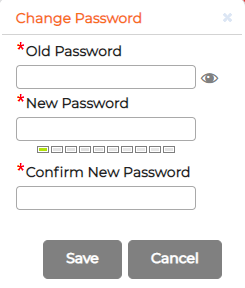 The Change Password dialog with Old, New and Confirm fields