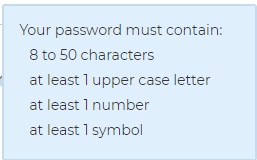 The password requirements