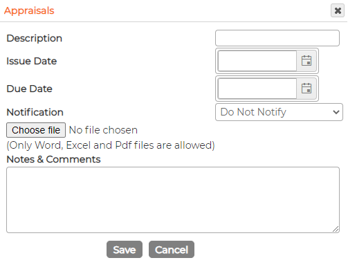 The entry form