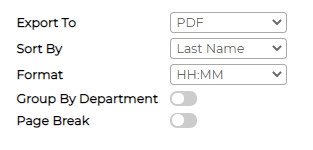 The output options: Export To, Sort By and Format